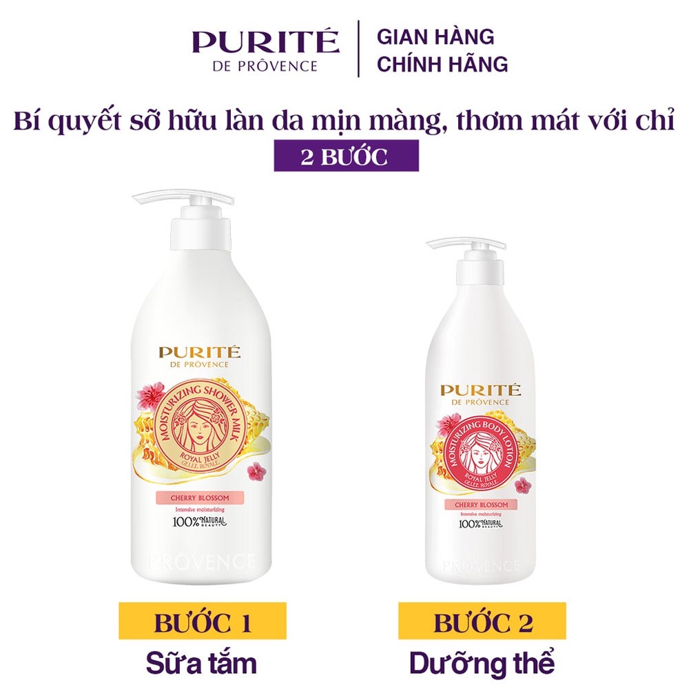 Sữa Tắm Purité Dưỡng Ẩm Sữa Ong Chúa Moisturizing Shower Milk Royal Jelly 850ml