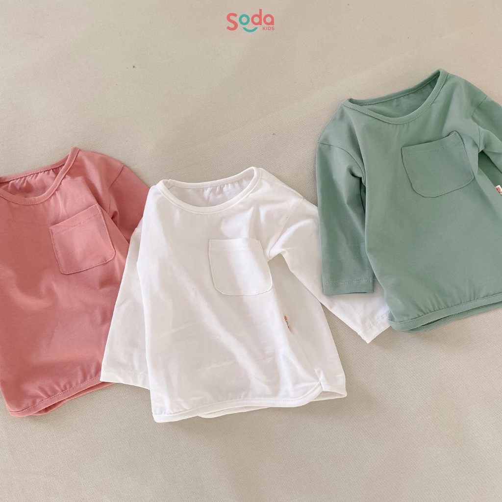 Áo thun dài tay cho bé SODA KIDS chất liệu cotton co giãn 4 chiều, thiết kế túi ngực phong cách Hàn Quốc