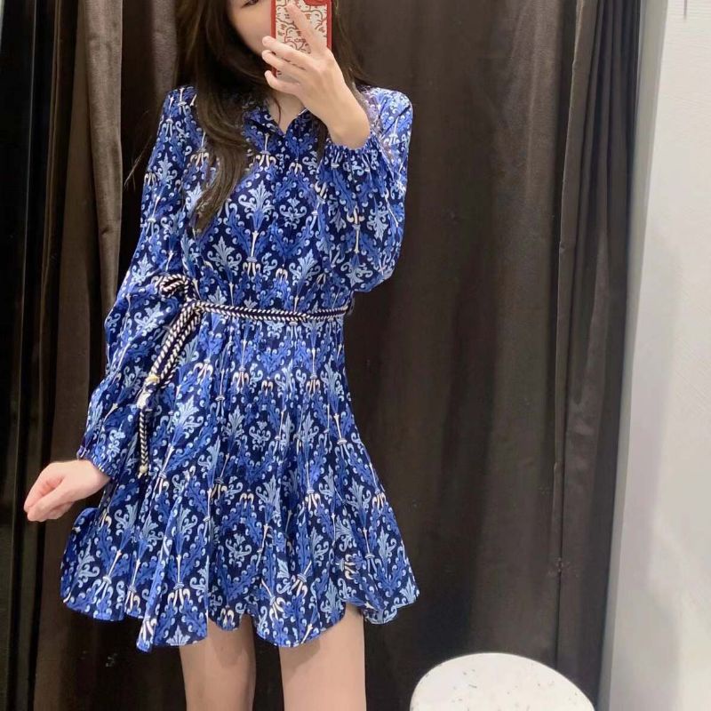 Váy sơ mi dáng ngắn thắt eo ZR