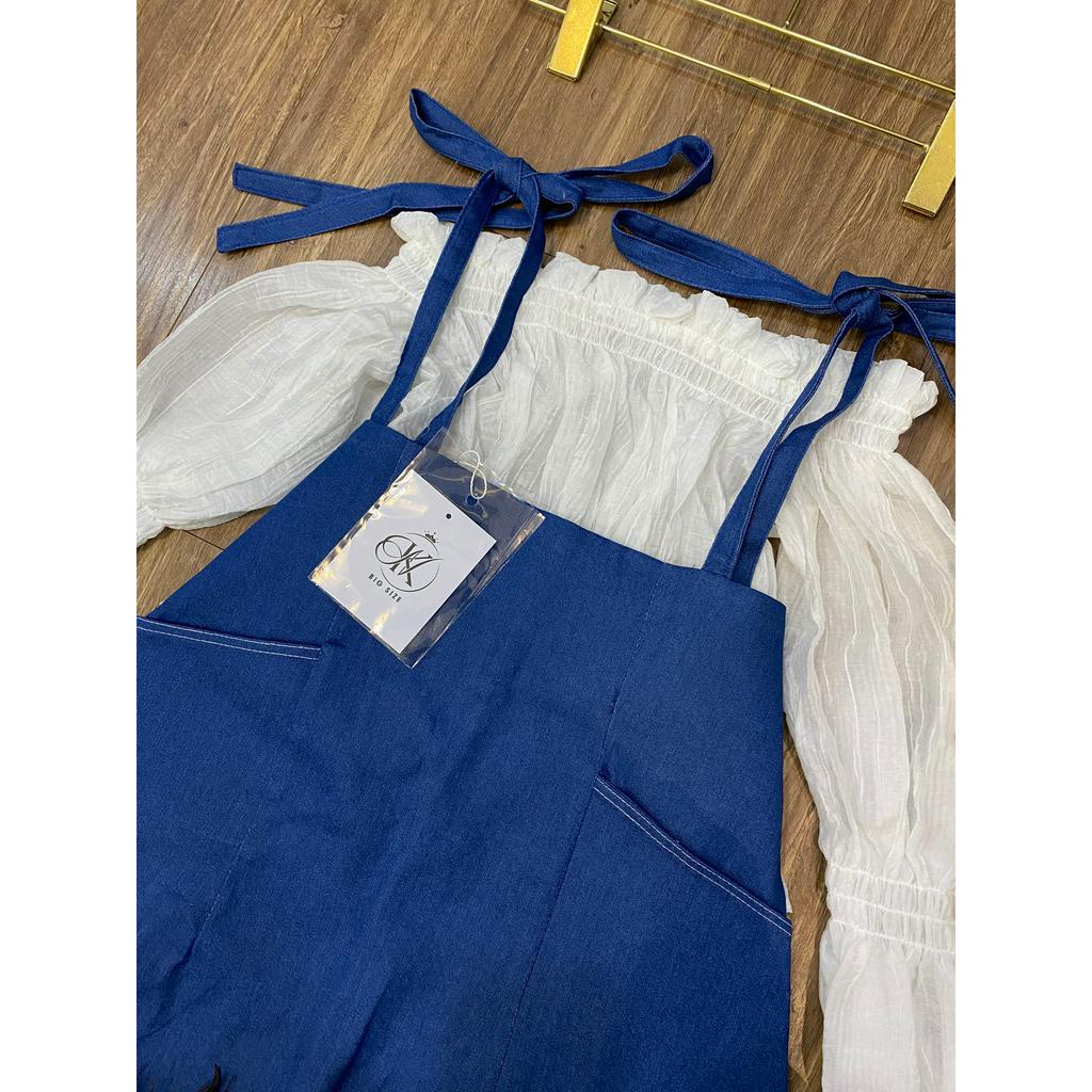 Sét Bộ Thiết Kế Denim Dress Áo Tay Phồng Kèm Yếm Sét Bộ Chuppy Bigsize Quỳnh Anh Từ 50 kg Đến 100 kg M/L/XL/XXL)
