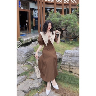 Váy cổ V thắt nơ