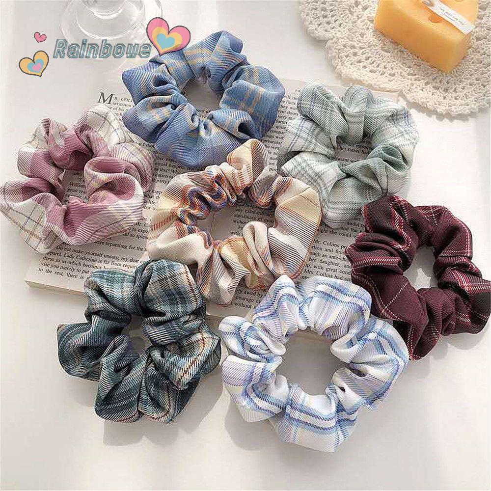 Dây Cột Tóc Co Giãn Họa Tiết Kẻ Sọc Màu Cầu Vồng Mới Cho Nữ