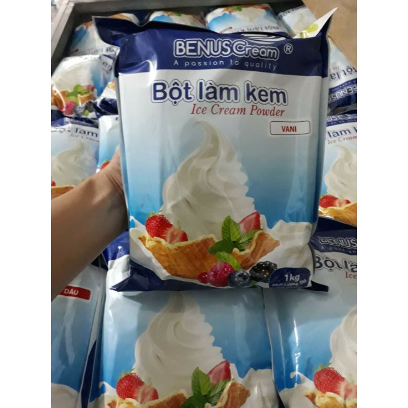 Bột làm kem Benuscream các vị phổ thông giá chỉ 95.000đ. Trọng lượng 1kg. Xuất xứ Việt Nam