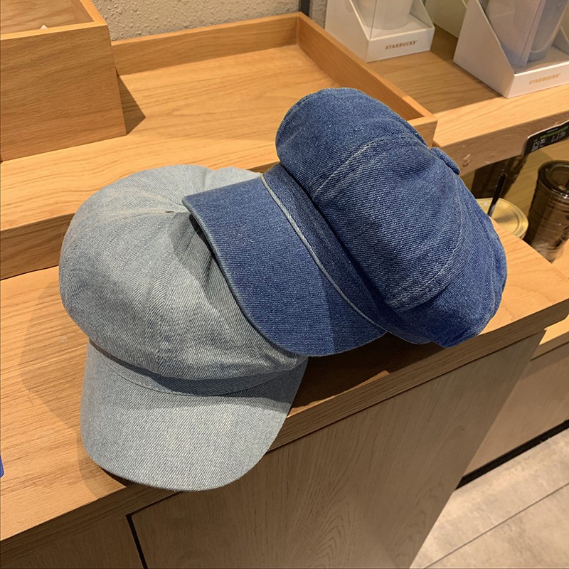 Mũ newsboy denim phong cách retro 80s