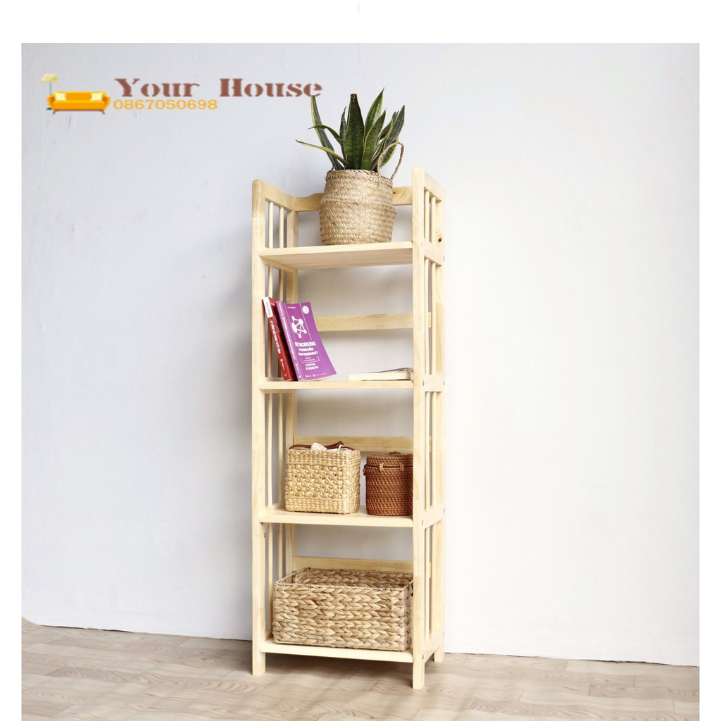 Giá Sách, Kệ Sách Gỗ 4 Tầng YOUR HOUSE Kích Thước 120 x 40 Gỗ Tự Nhiên Tiêu Chuẩn Xuất Khẩu