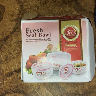 Bộ 3 bát sứ nắp hút chân không fresh seal bowl