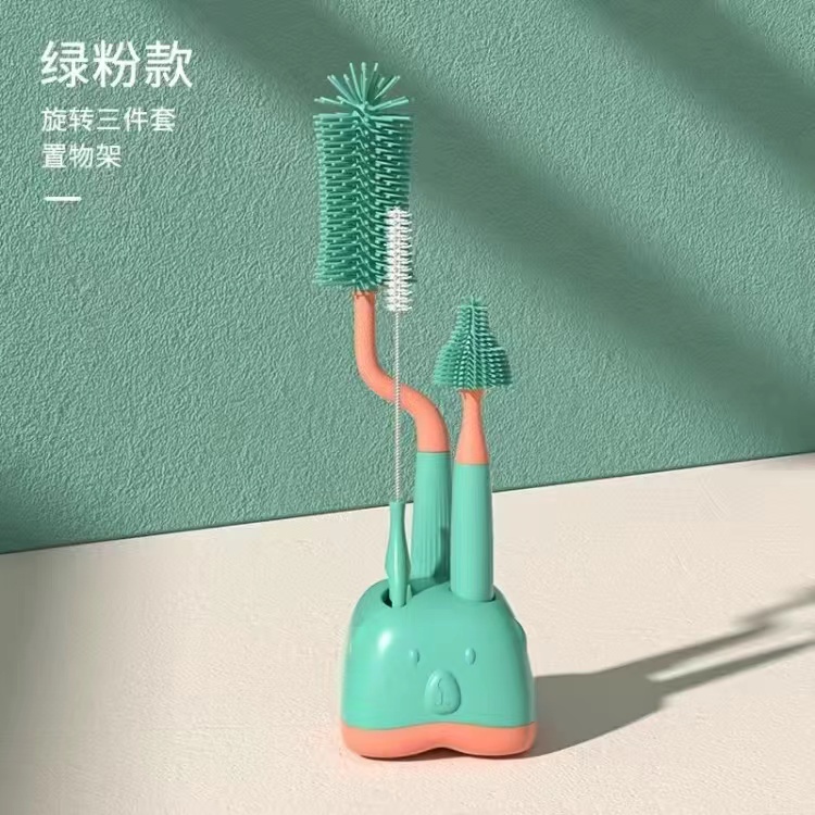 Cọ Vệ Sinh Bình Sữa Bằng Silicon Mềm Kèm Đế Đỡ Tiện Dụng Cho Bé
