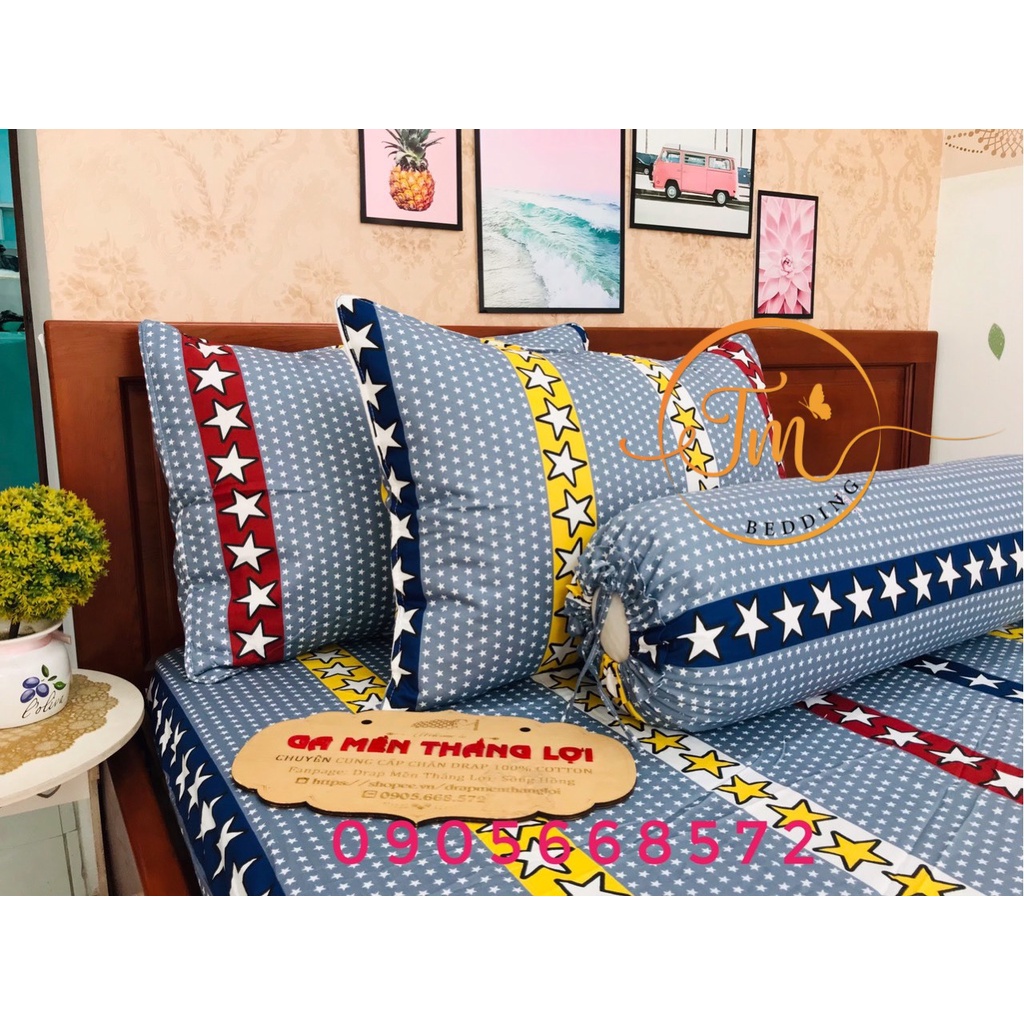 Ga gối 100% coton 4 món không kèm chăn rất đẹp