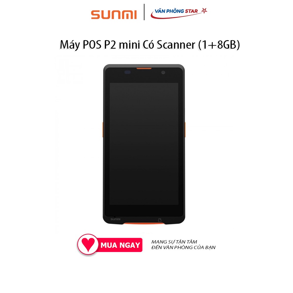 Máy POS P2 mini Có Scanner (1+8GB)  Android 9 màn hình cảm ứng đa điểm 5 ″ camera sau 5MP thanh toán thẻ từ, NFC,mã QR