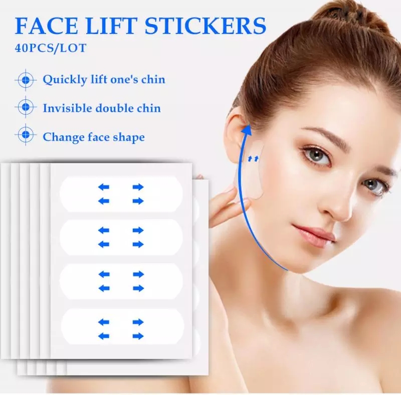 [Hàng mới về] Hộp 40 miếng dán chữ V trong suốt vô hình nâng mặt thon gọn giảm nếp nhăn chống nước