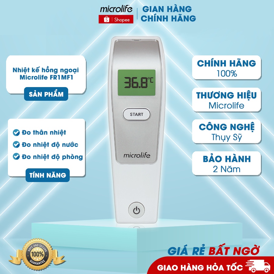 Nhiệt kế hồng ngoại đo trán Microlife FR1MF1 - Thương Hiệu Thụy Sĩ - Bảo Hành 2 Năm