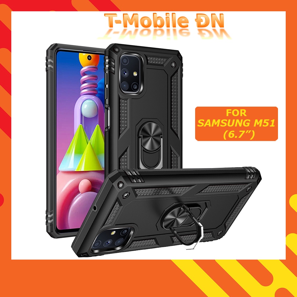 Ốp lưng Samsung M51 🔥 𝐅𝐑𝐄𝐄 𝐒𝐇𝐈𝐏 🔥 Ốp chống sốc 2 lớp kèm nhẫn iring làm giá đỡ cho Samsung Galaxy M51
