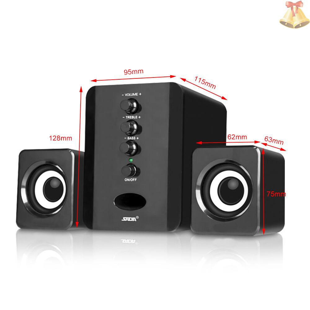 ONE SADA D-202 USB Wired Combination Speakers Computer Speakers Bass Stereo Music Player Subwoofer Sound Box for Desktop Laptop Notebook Tablet PC Smart Phone