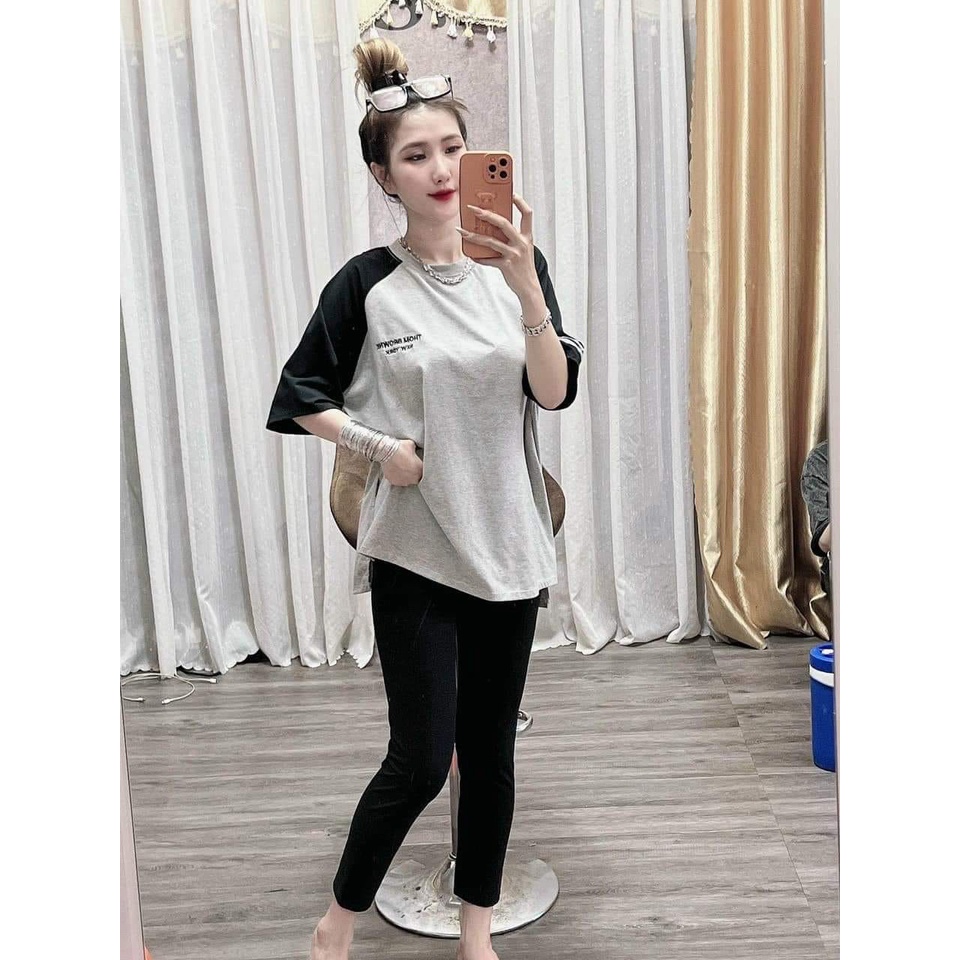 Đồ Bộ Cotton Áo Xẻ Tà Thêu Phối Quần Dài - Y Hình