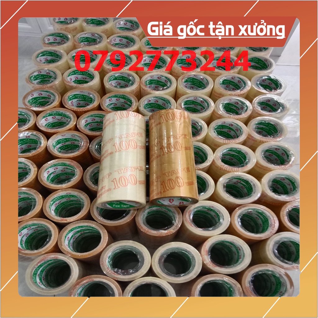 Combo 6 cuộn băng keo  trong đục 100 yard, lõi 5li
