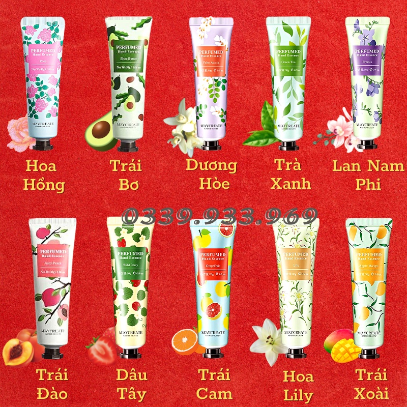 Kem dưỡng da tay MayCreate Perfumed 30g mềm và thơm cấp ẩm mềm da thơm hương hoa tự nhiên