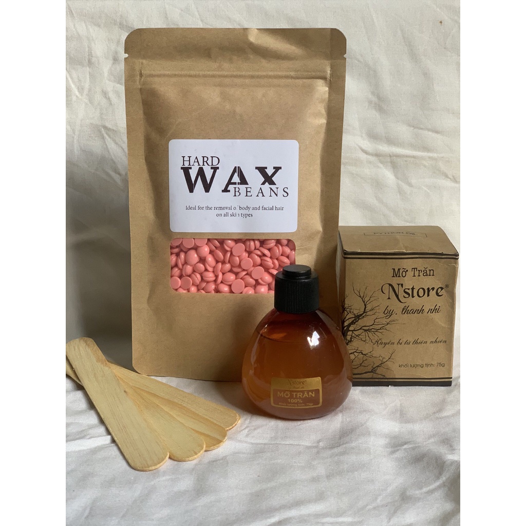 Combo triệt lông sáp wax nóng, wax lông nhập khẩu, tặng mỡ trăn nguyên chất chính hãng