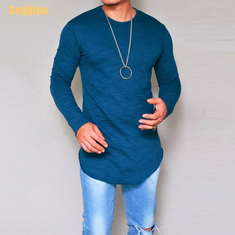 [SEY] Áo Thun Nam Dài Tay Ôm Dáng Viền Cong Tập Gym Cơ Bắp Giản Dị