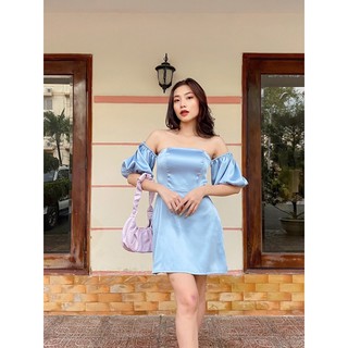 đầm cup ngực tay phồng hình thật 100%