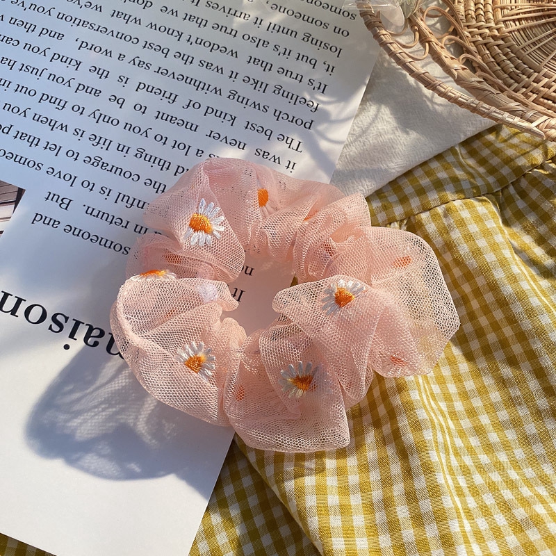 Dây Buộc Tóc Phối Họa Tiết Hoa Cúc Phong Cách Hàn Quốc