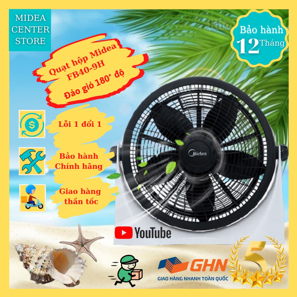 Quạt để bàn tản nhiệt 5 cánh Midea FB40-9H, bảo hành 12 tháng toàn quốc , lỗi 1 đổi 1