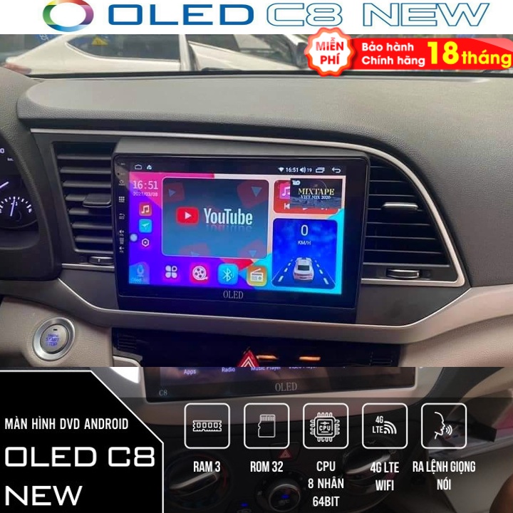 Màn hình android OLED C8 New theo xe Sportage 2017 - 2021  kèm dưỡng và canbus jack nguồn zin theo xe