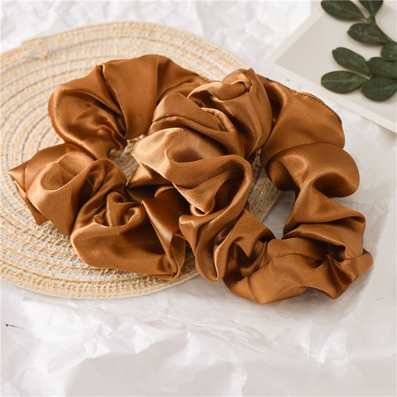 Dây buộc tóc lụa satin co giãn màu trơn xinh xắn cho nữ giới
