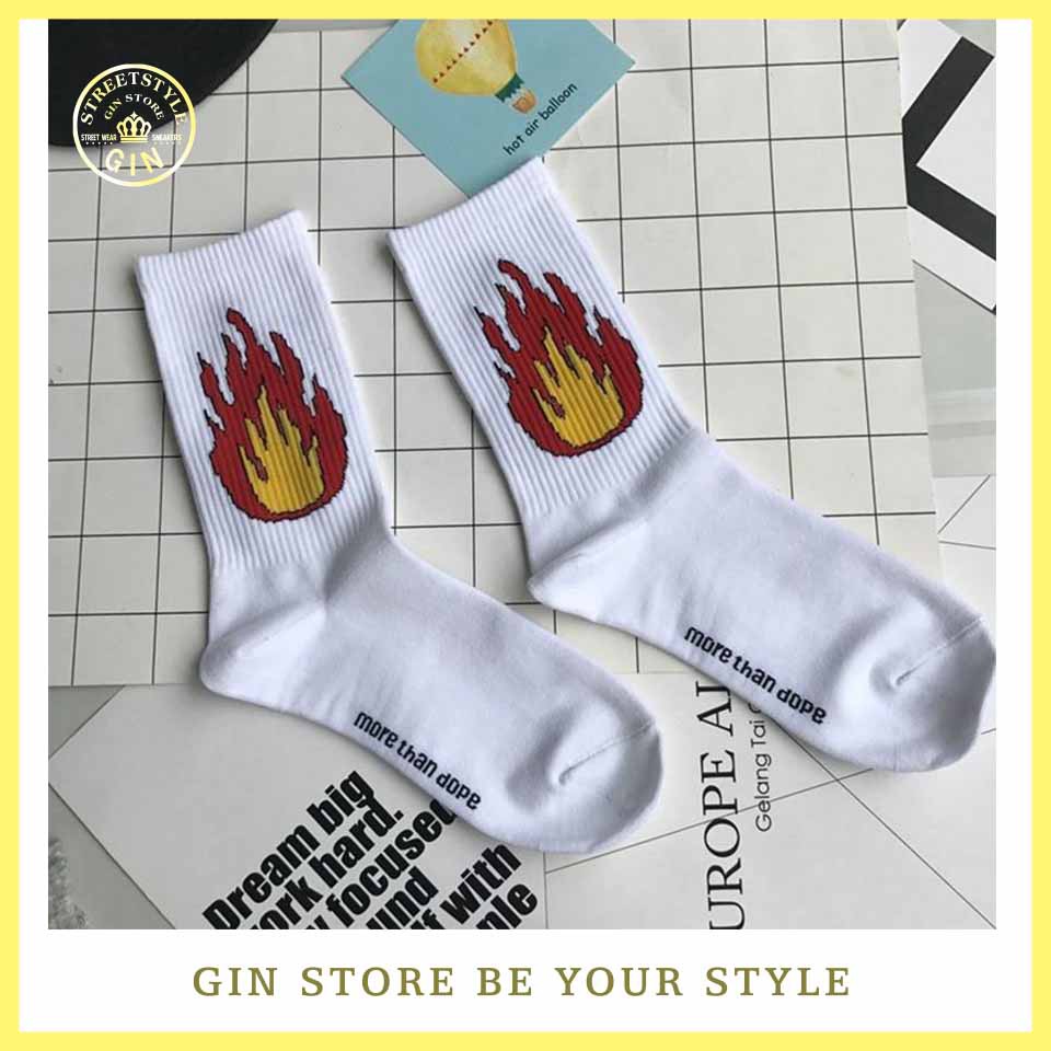 Tất Lửa Cổ Cao Unisex 2 màu Trắng Đen - Gin Store (Gin STore V)