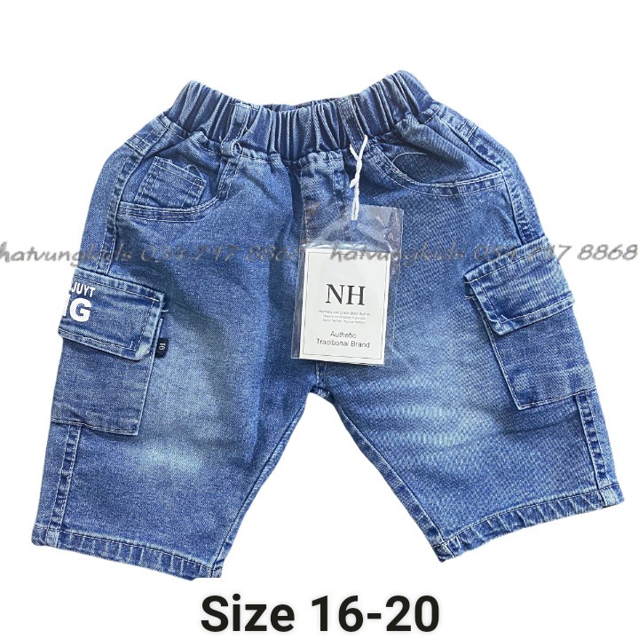 ( 18-55kg ) Quần  short jean bé trai vải mềm co giãn tốt size đại, đại cồ