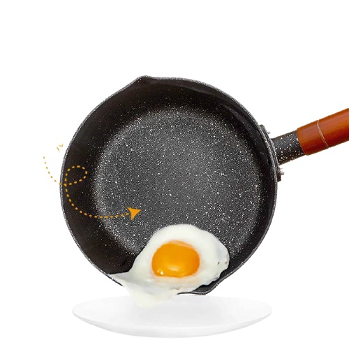 Chảo chống dính đáy lòng sâu có tay cầm cán gỗ chống bỏng size 18cm