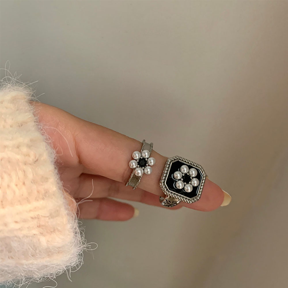 MXBEAUTY Nhẫn Đeo Tay Kim Loại Đính Ngọc Trai Xinh Xắn Cho Nữ