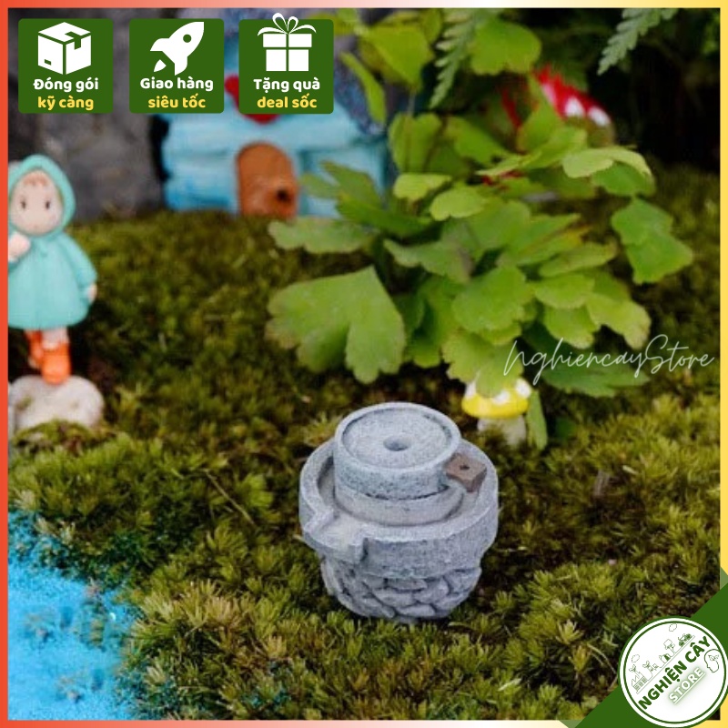 Phụ kiện Cối xay trang trí tiểu cảnh, cây cảnh, sen đá