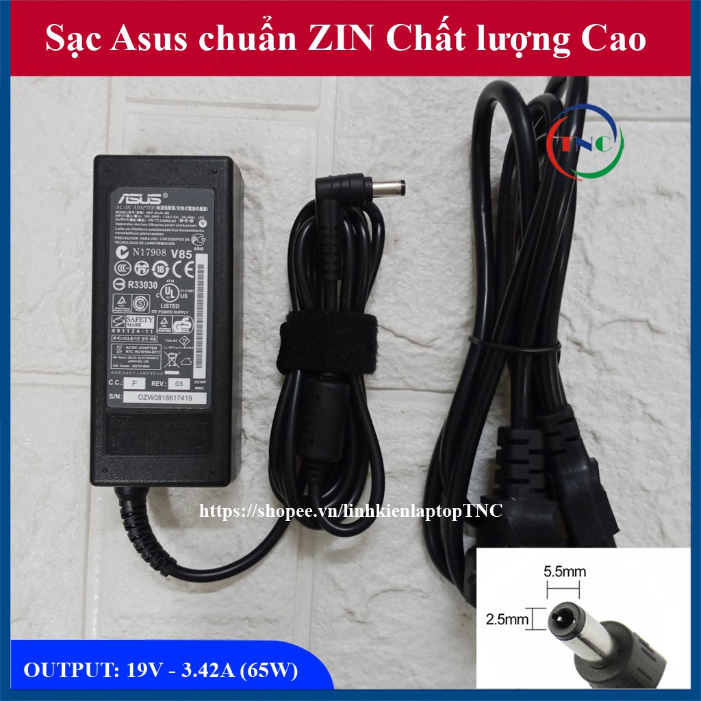 [Sạc Zin] Sạc Laptop Asus 19V 3.42A (65W) chân to ký hiệu đầu sạc Φ5.5*2.5mm