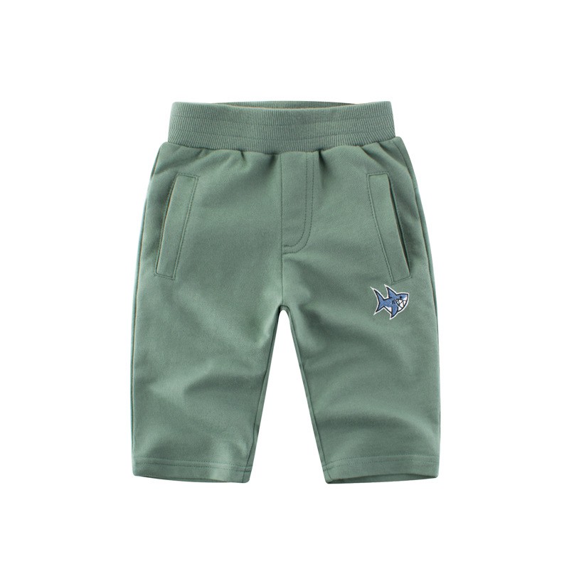 Quần bé trai 27Kids, quần short thun họa tiết thêu cá mập chất 100% cotton Hàng Xuất Âu Mỹ