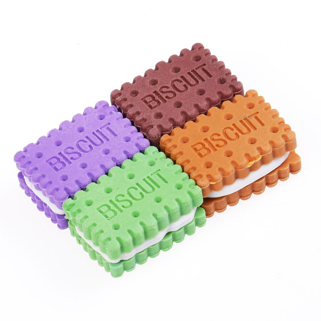 ღ♛ღ4PCS Novelty Funny Food Rubber Pencil Eraser Set Stationery Children Toy Gift