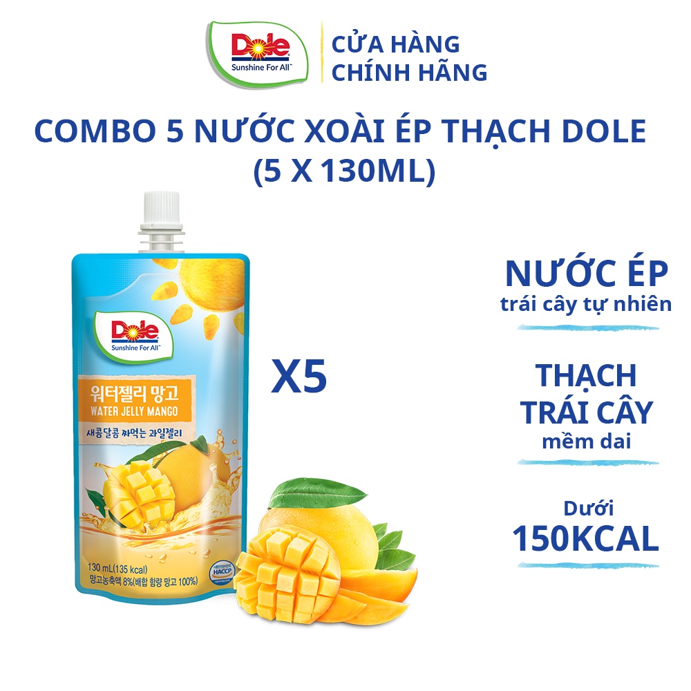 Combo 5 Nước Xoài Ép Thạch Dole (5 x 130ml)