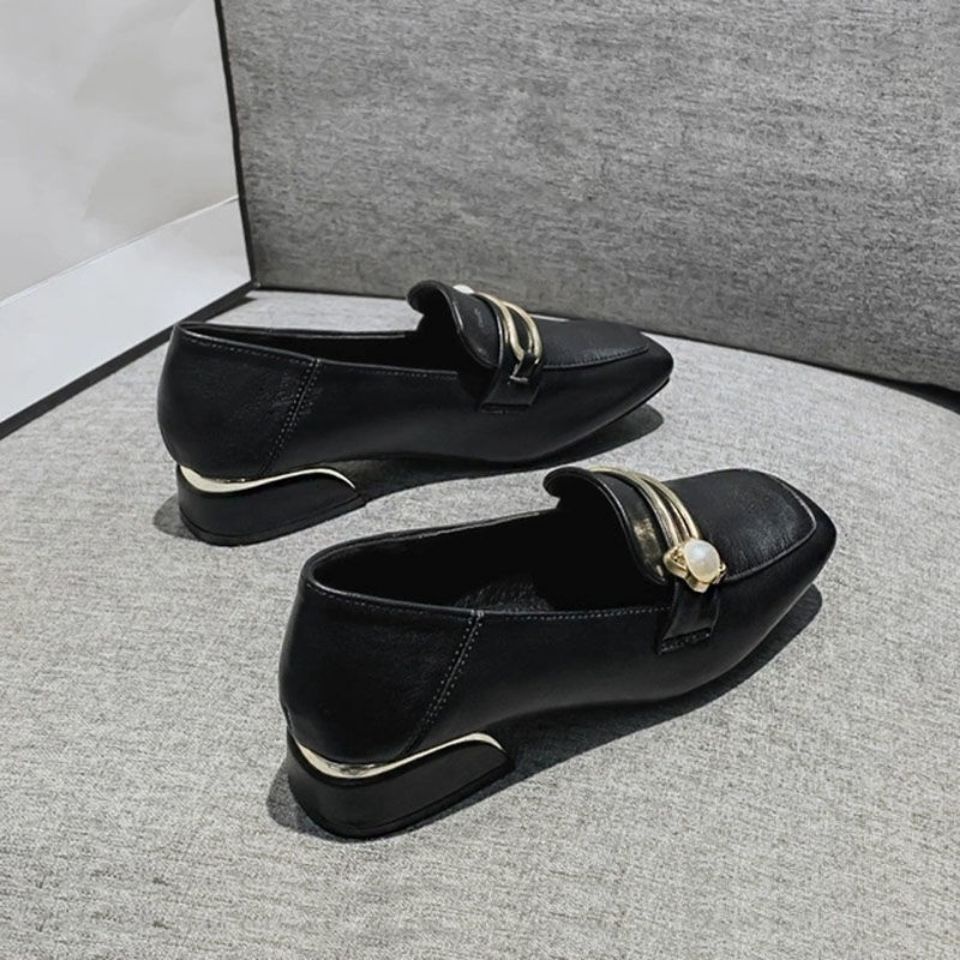 Giày Da Gót Dày Mũi Vuông Thời Trang Mùa Thu 2022 Cho Nữ