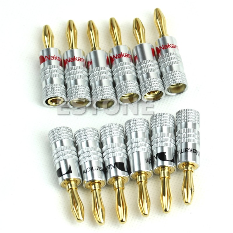 ❤❤ New 12x Golden Nakamichi Speaker Banana Plug Connector Adapter