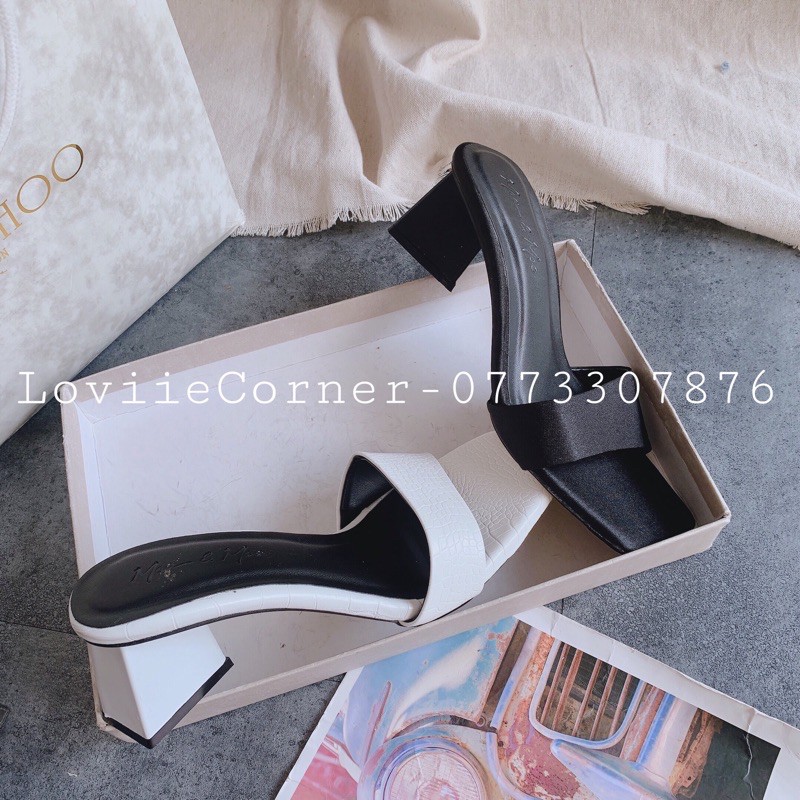 GUỐC NỮ LOVIIECORNER THỜI TRANG - DÉP CAO GÓT ĐẾ VUÔNG 5CM QUAI NGANG GÓT TRỤ D201046 D201267