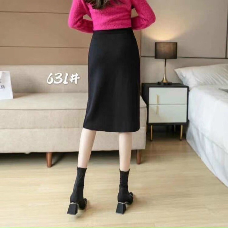 Chân váy len xẻ dáng dài QC neww | BigBuy360 - bigbuy360.vn