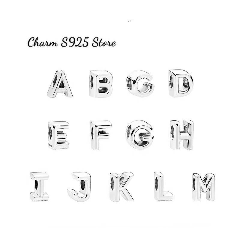 Charm pan.do.ra bảng chữ cái bạc s925 cao cấp