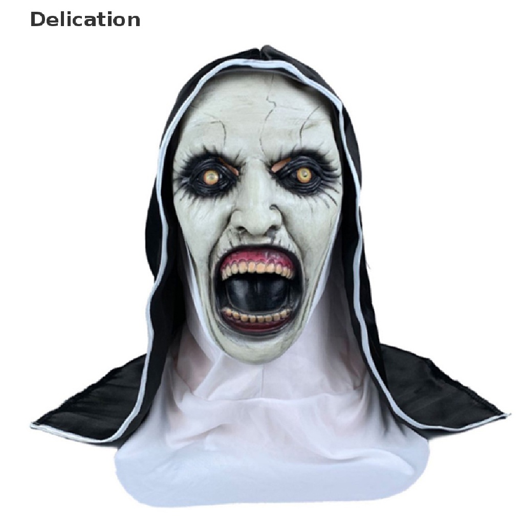 [Delication] Mặt Nạ Hóa Trang Halloween Kinh Dị Nun Latex Với Khăn Trùm Đầu Hóa Trang Valak