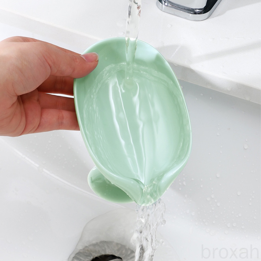 Giá đỡ miếng mút xốp/ xà phòng hình chiếc lá bằng nhựa tiện dụng cho nhà bếp/ nhà tắm