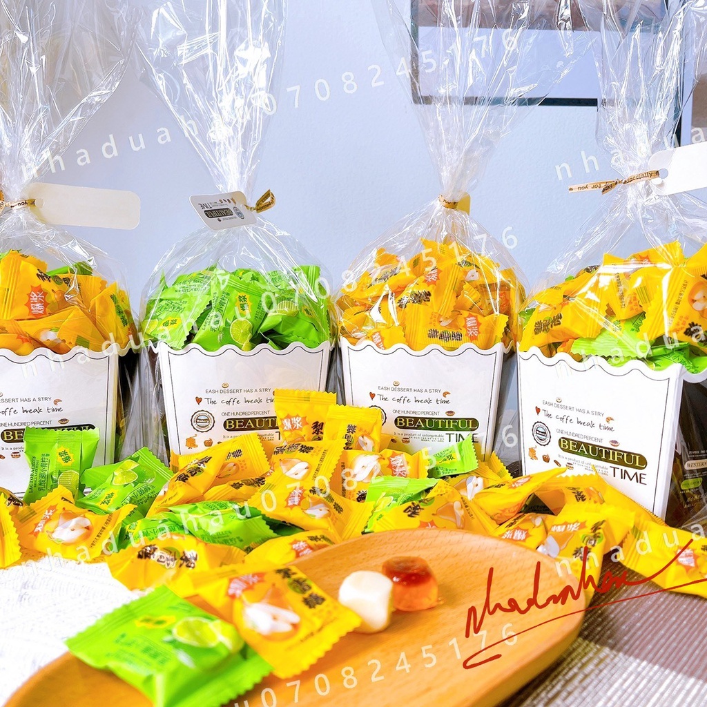 HOT - Túi kẹo dẻo có nhân siro chảy vị quả lê/ vị yogurt lime Hongkong túi 300gam