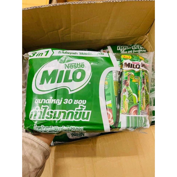 [Tặng thêm 3 gói] Túi 30 gói Milo 3 in 1 hòa tan Thái Lan siêu ngon date mới