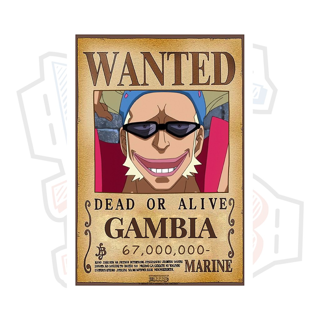 Poster truy nã Gambia (Hạm đội Mũ Rơm) - One Piece