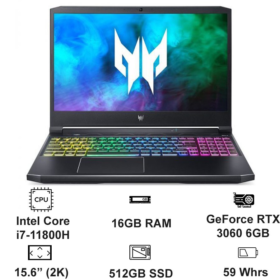 Laptop Acer Gaming Predator Helios 300 PH315-54-75YD (i7 11800H/16GB Ram/512GB SSD/RTX3060 6G/15.6 inch Q | BigBuy360 - bigbuy360.vn