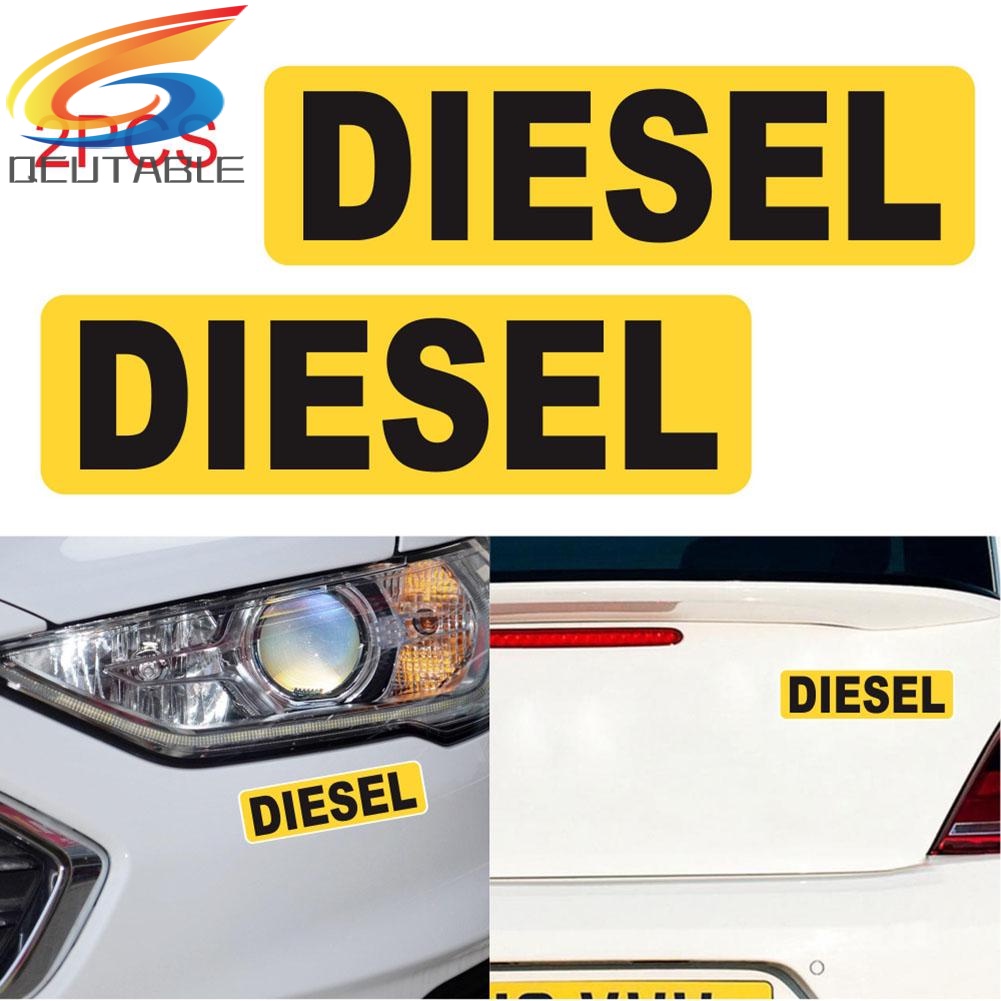 Set 2 miếng dán trang trí xe hơi phản quang họa tiết nhắc nhở chữ DIESEL