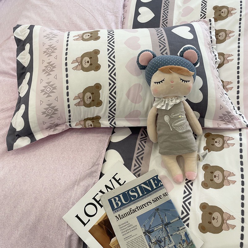 Chăn ga gối Cotton poly - Mẫu Thổ cẩm tím.