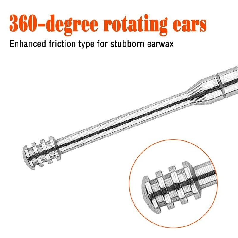Bộ Dụng Cụ Lấy Ráy Tai Xoay 360 Độ Bằng Thép Không Gỉ Cao Cấp° Dụng Cụ Vệ Sinh Tai Dạng Xoắn Ốc Tiện Lợi